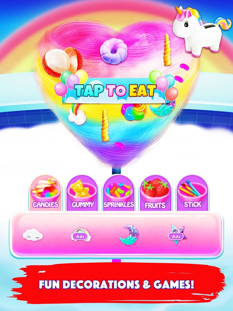 Unicorn Cotton Candy - Cooking Games for Girls 게임 스크린 샷