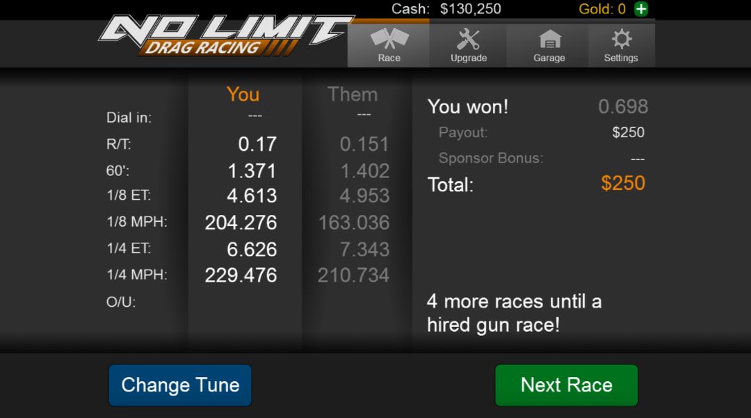 Screenshot of No Limit Drag Racing