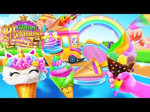 Screenshot of the video of Mermaid Glitter Cupcake Chef