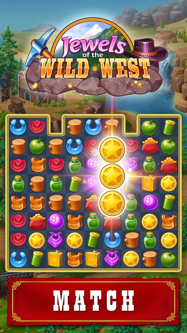 Screenshot of Jewels of the Wild West・Match3