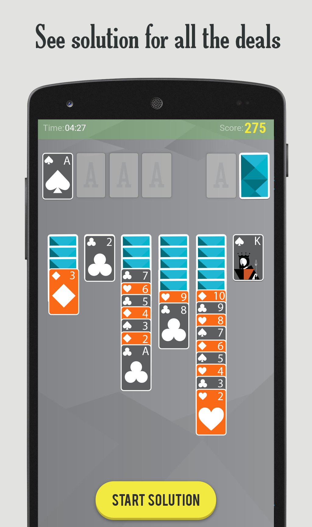ソリティア SOLITAIRE ゲームのスクリーンショット