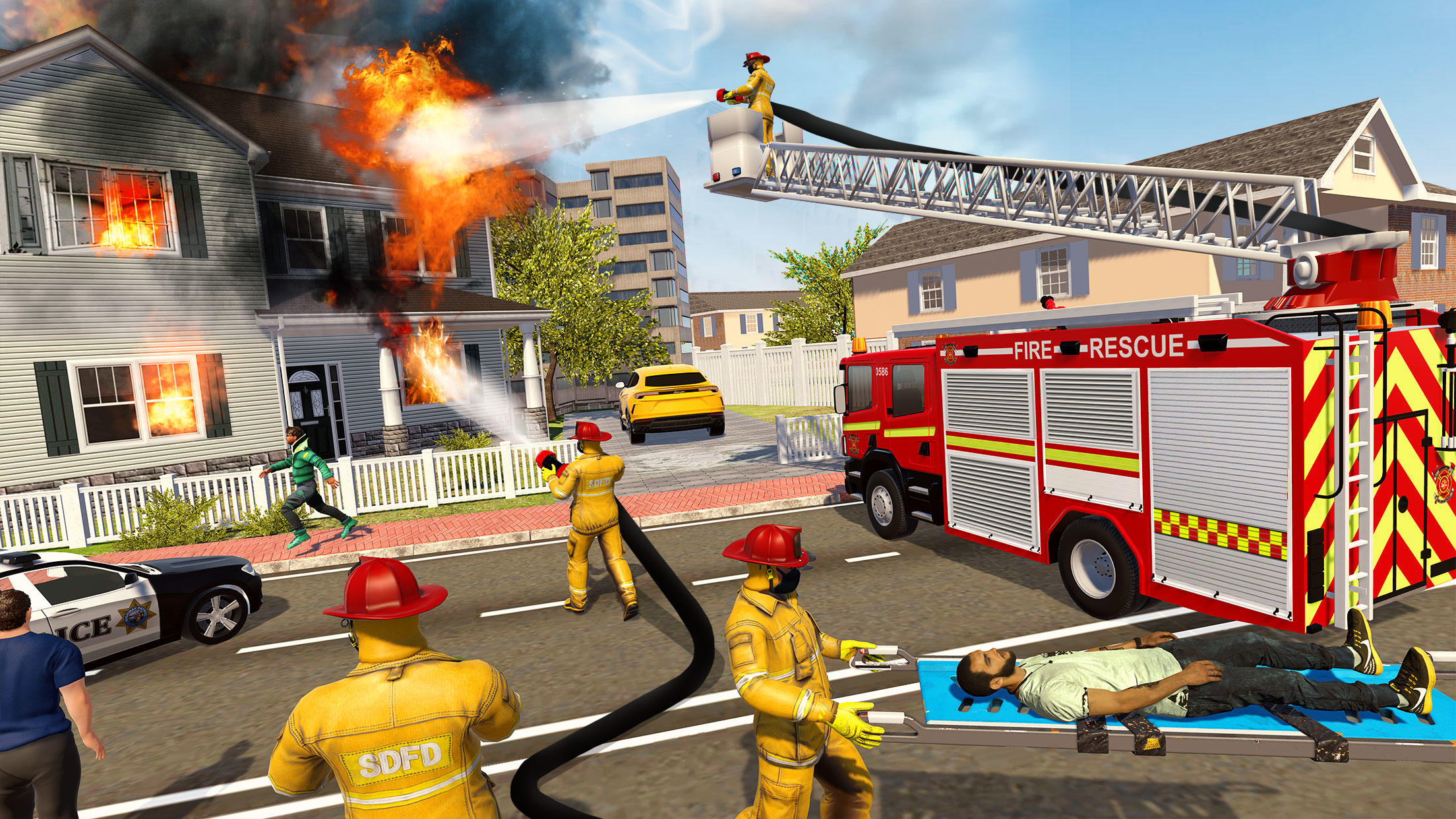 911 Fire Truck Games Simulator Game Screenshot