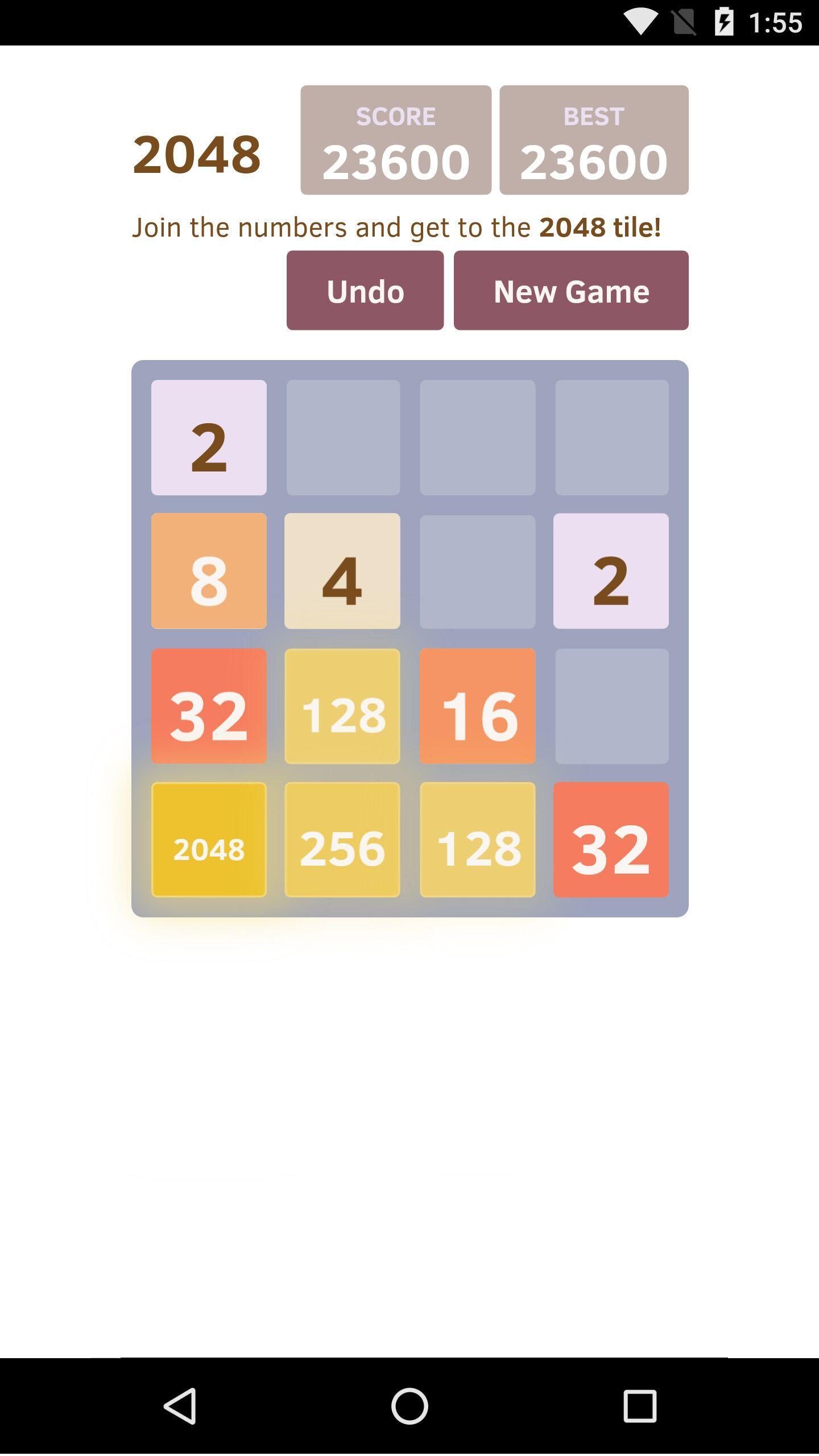 Classic 2048 puzzle game Game Screenshot