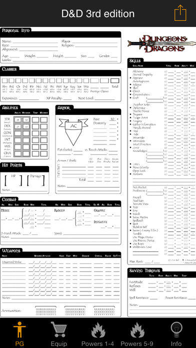 Real Sheet: D&D 3.0 Edition + Dice Table Game Screenshot