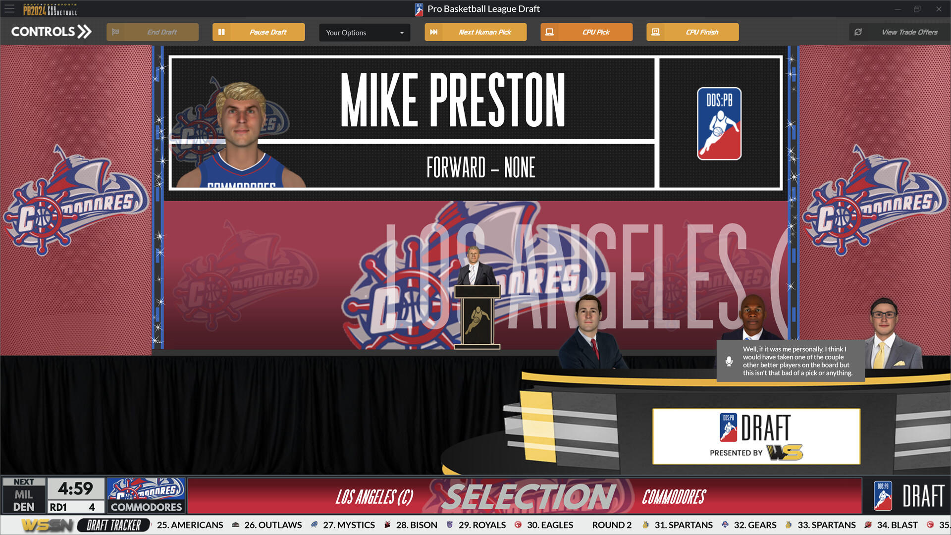 Screenshot of Draft Day Sports: Pro Basketball 2024