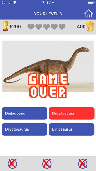 Screenshot of Dinosaurs Quiz Game