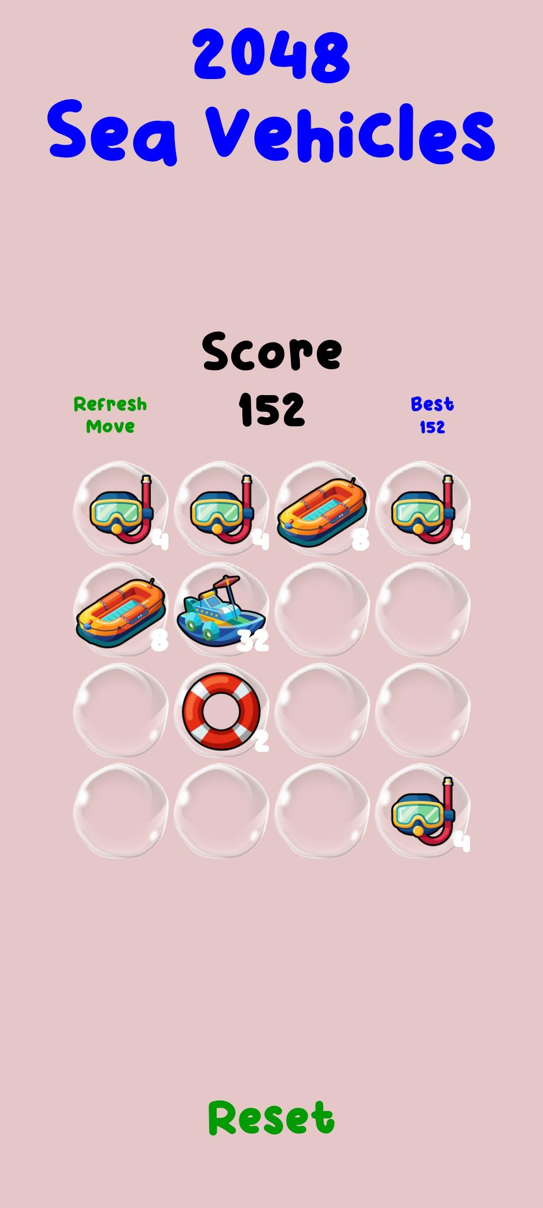 2048 Sea Vehicles Game Screenshot