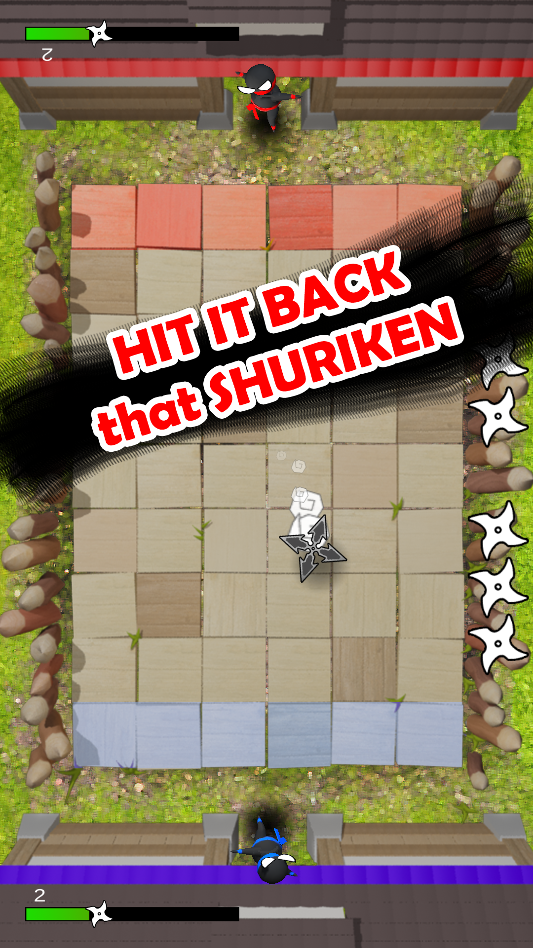 Jumping Ninja Shuriken : two Player game Game Screenshot