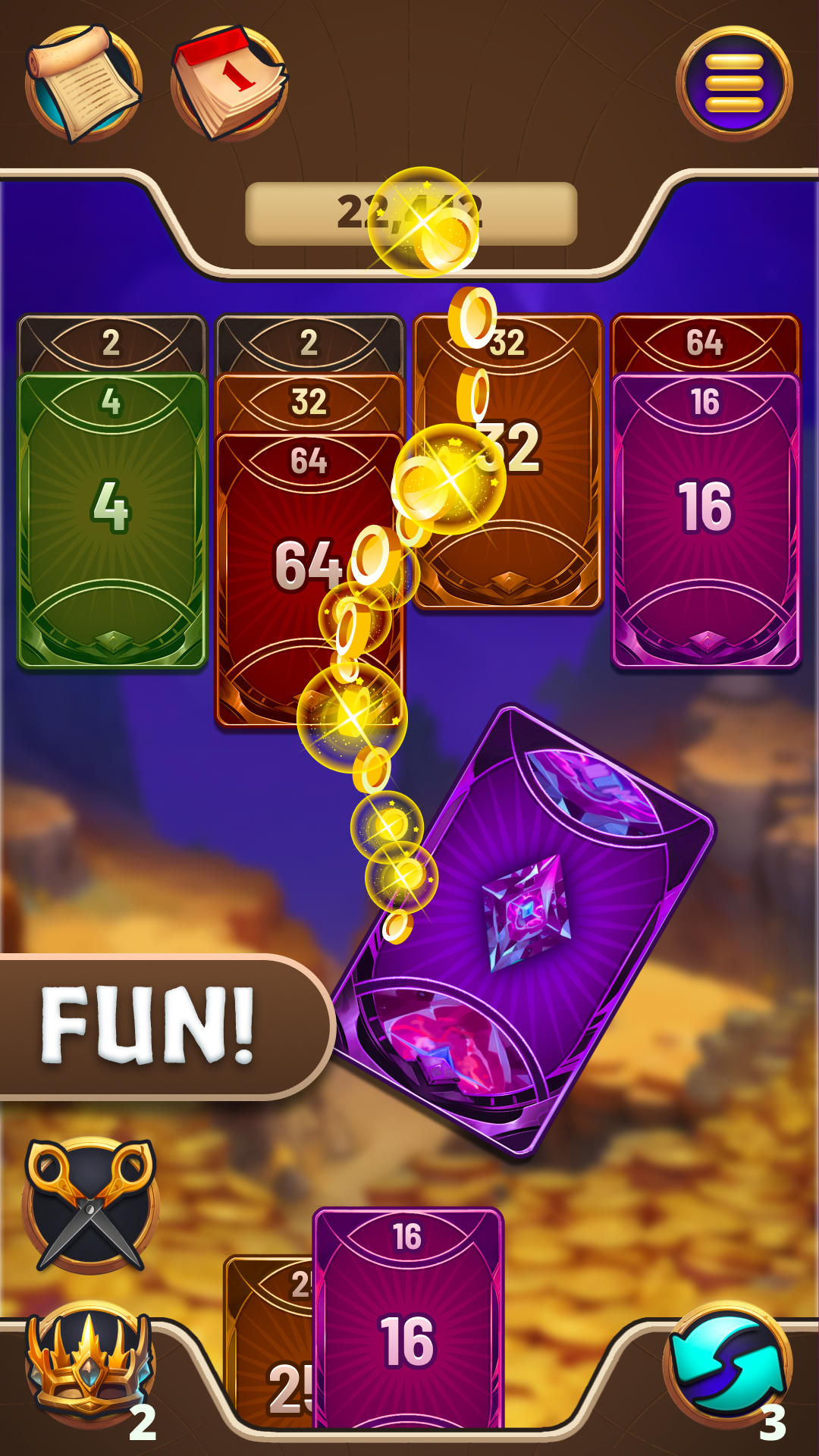 Ancient Cards: 2048 Game Screenshot