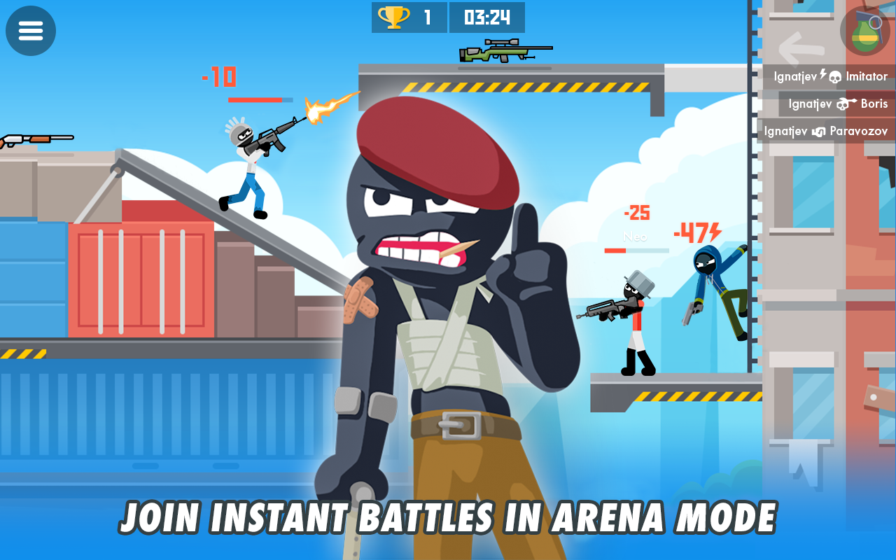 Cuplikan Layar Game Stickman Combats: Multiplayer Stick Battle Shooter