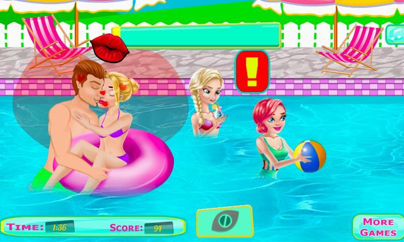 Screenshot of Adorable Couple Pool Kiss