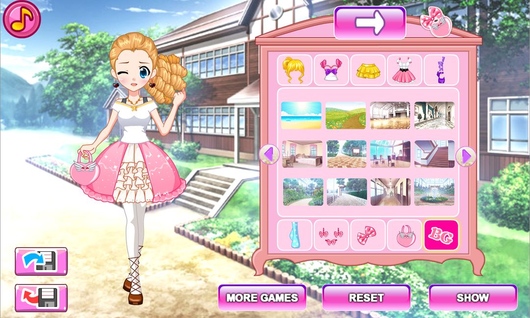 Screenshot of Dress Up Manga Wardrobe