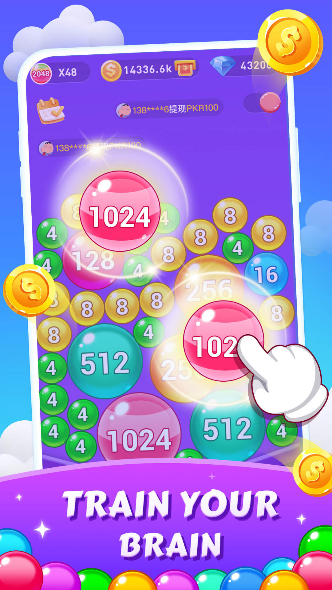 Captura de Tela do Jogo Lucky Bubble - 2048 Game