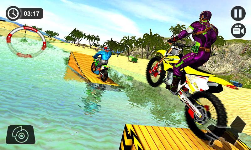 Superhero Water Surfer Bike Racing: Beach Racer Game Screenshot