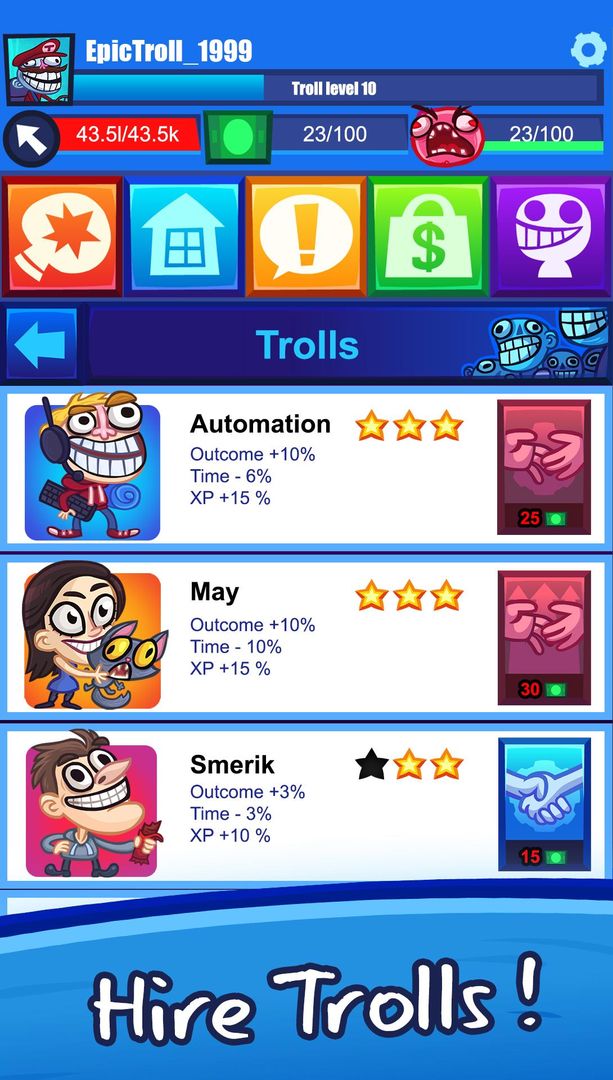 Screenshot of Troll Face Clicker Quest