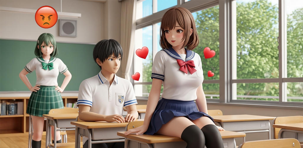 Banner of School Love Life: Anime Games 