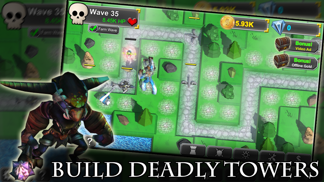 Screenshot 1 of Phòng thủ tháp nhàn rỗi: Fantasy TD 