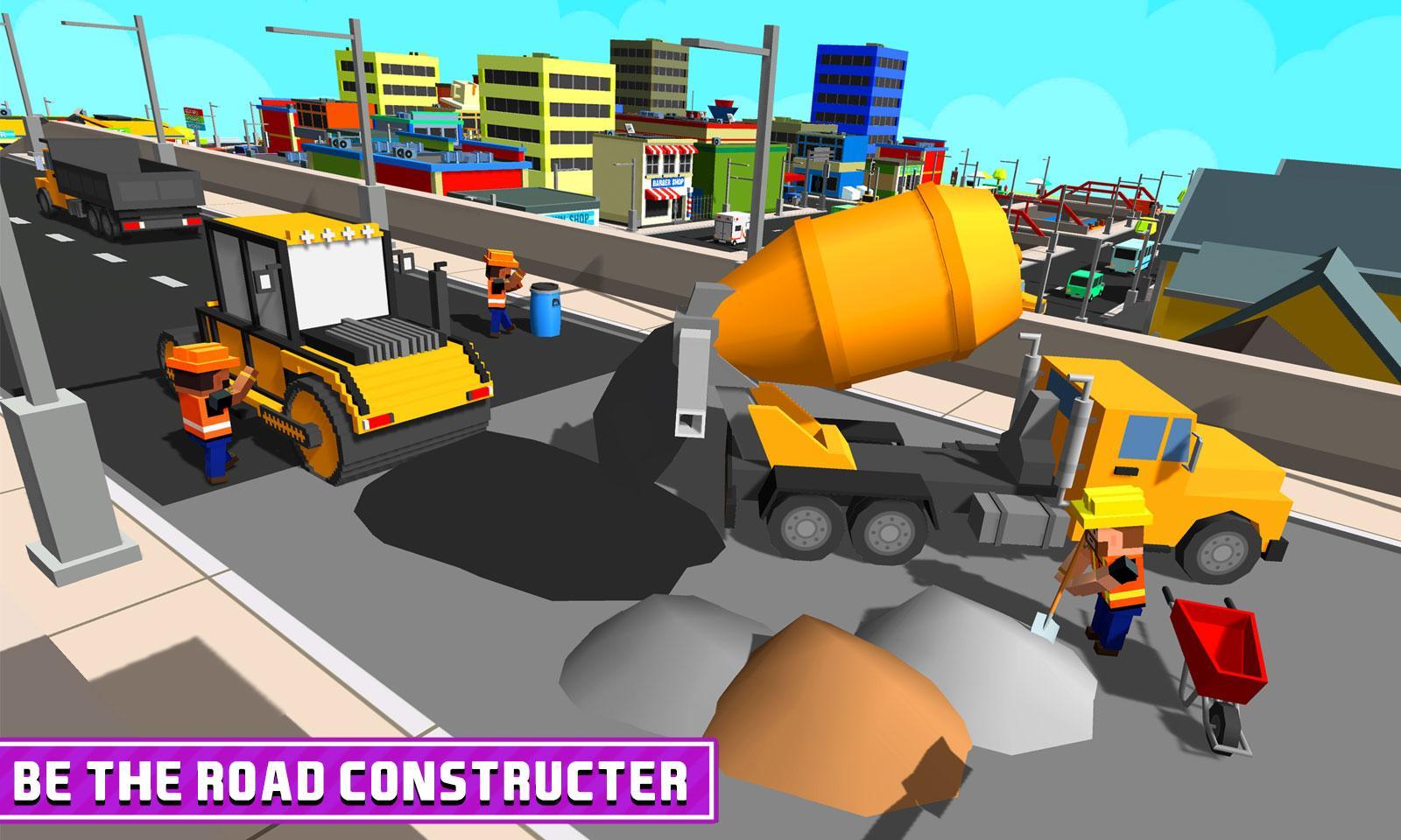 Blocky Highway Road Building Game Screenshot