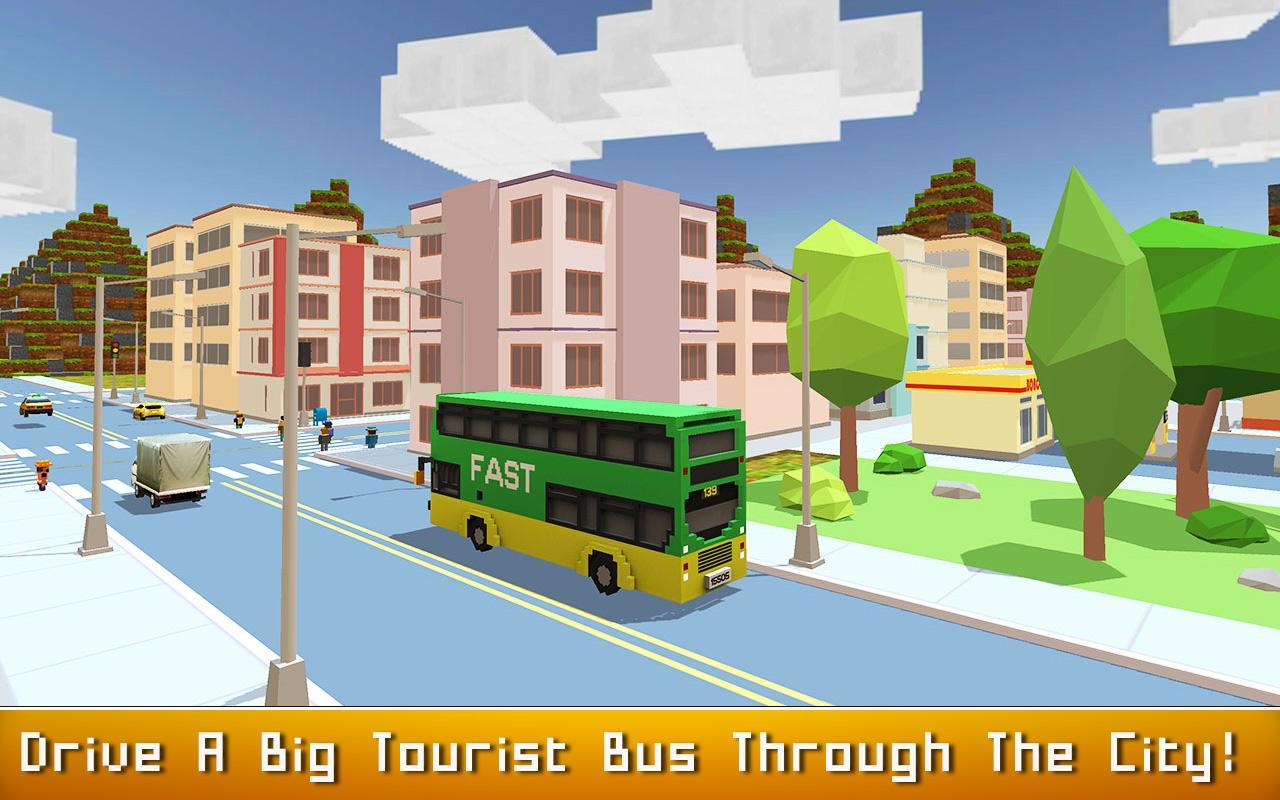 Blocky Bus SIM: Tourist Drive Game Screenshot