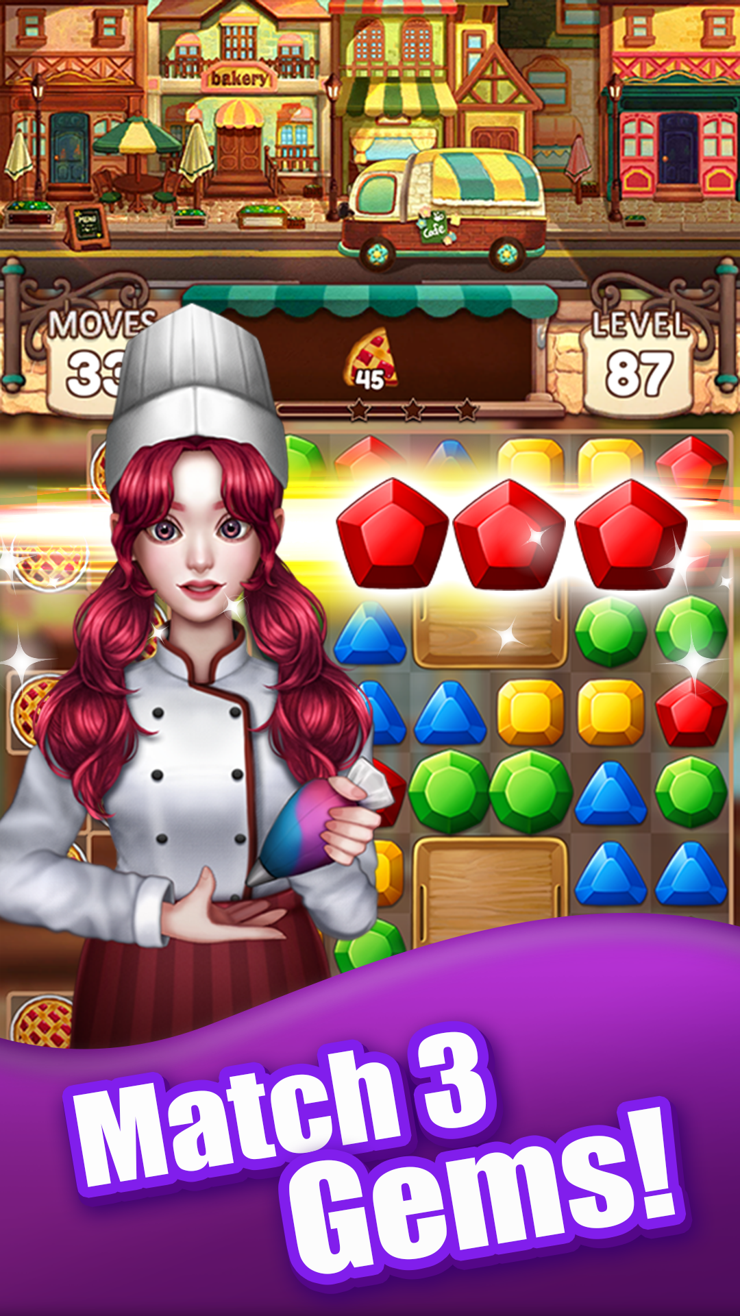 Captura de Tela do Jogo Magic Bakery: Fun Match 3 Game