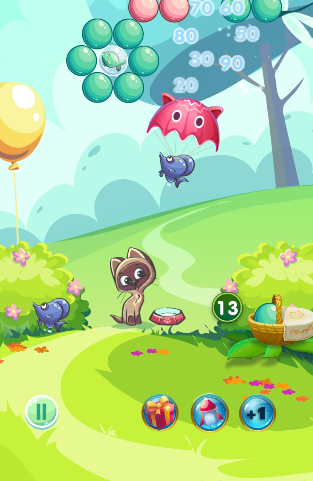 Cuplikan Layar Game Bubble Shooter - Cat's Picnic