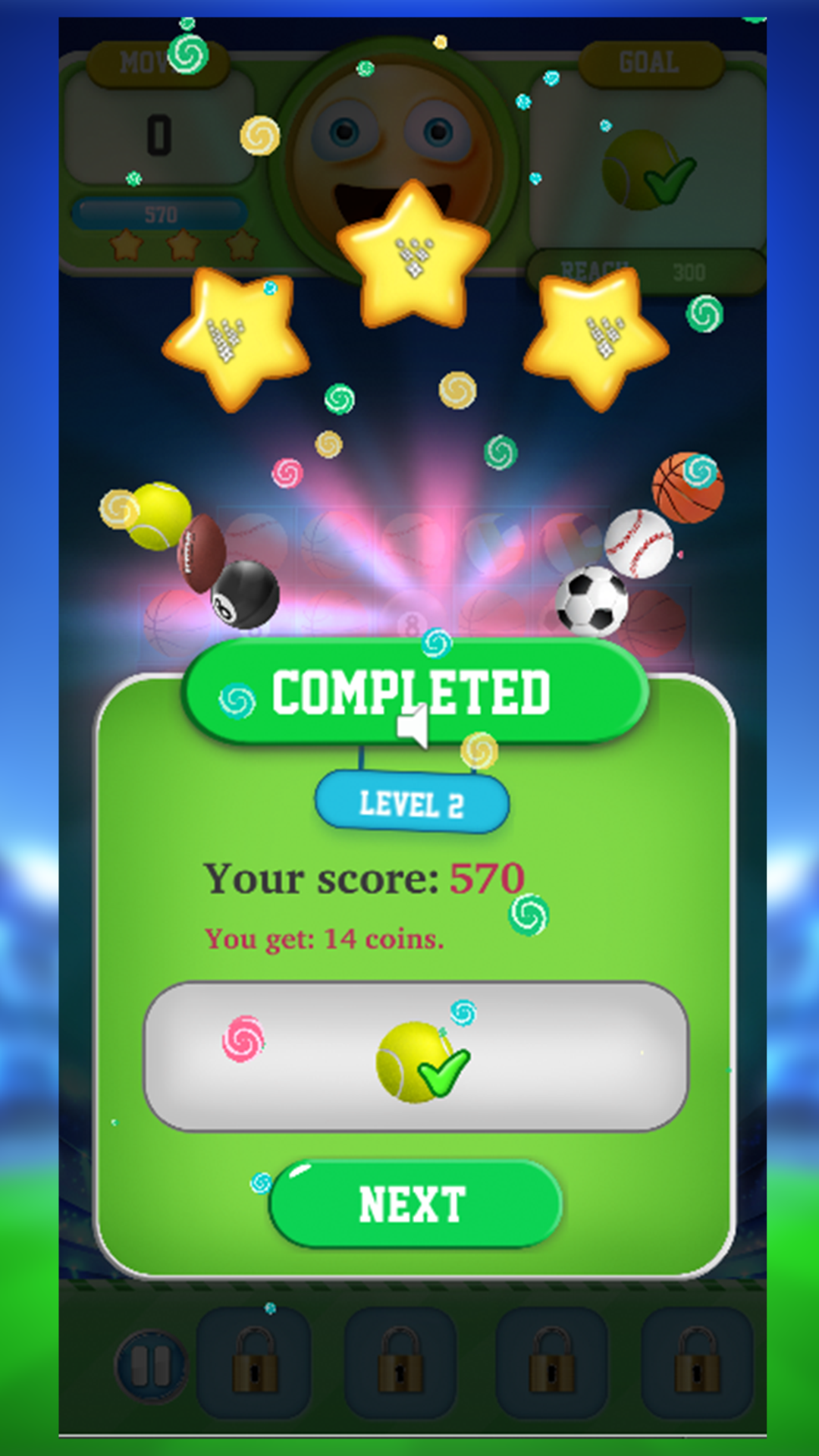 Sports Match 3 Game Screenshot