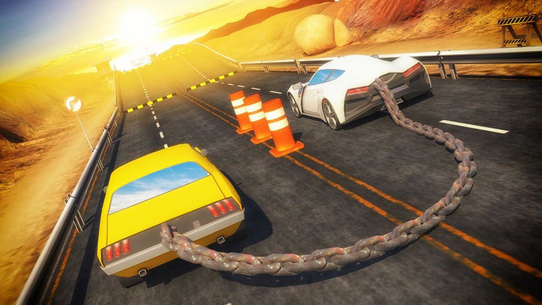 Chained Cars against Bollard screenshot game