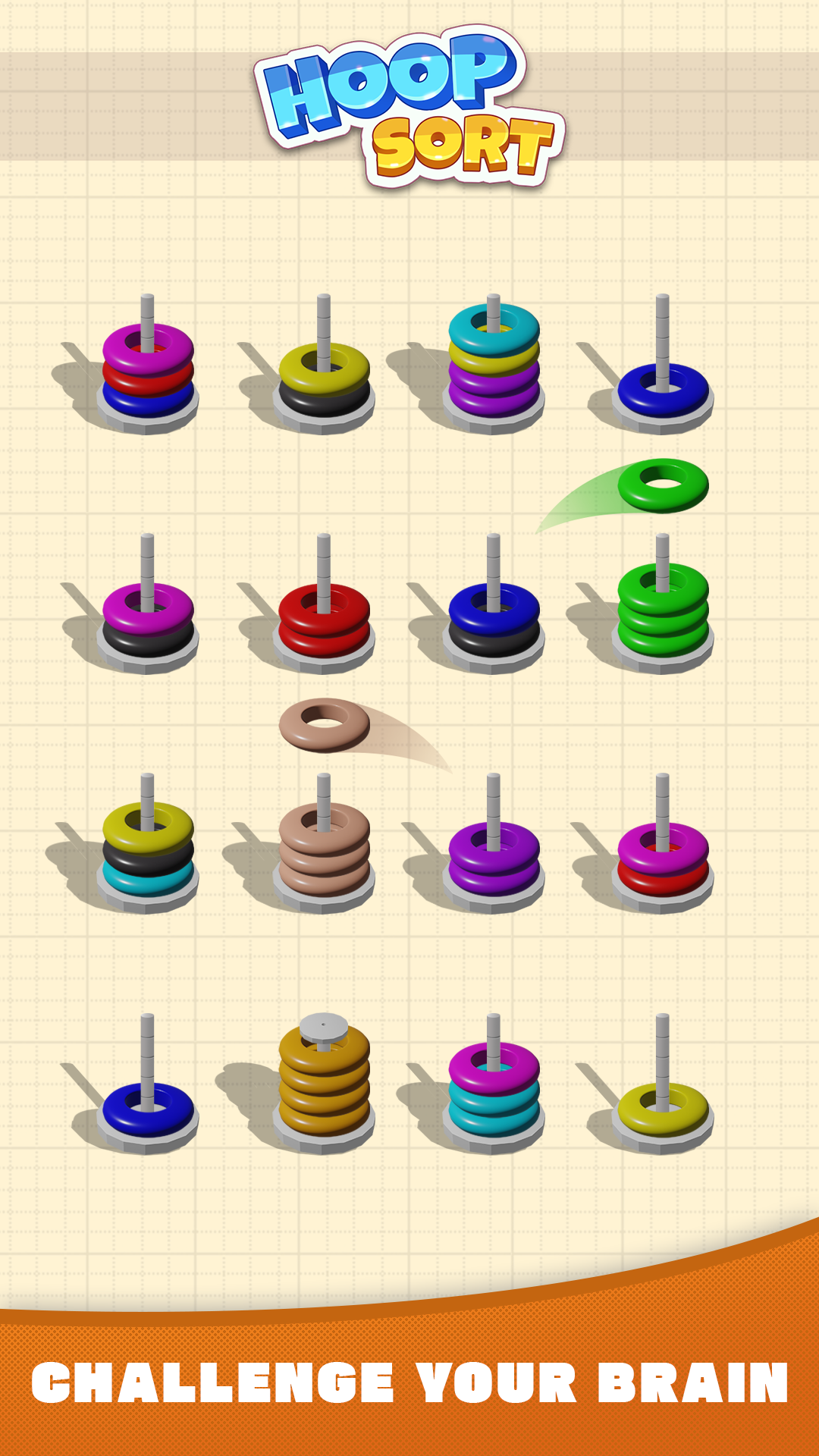 Captura de Tela do Jogo Hoop Sort - Color Ring Puzzle