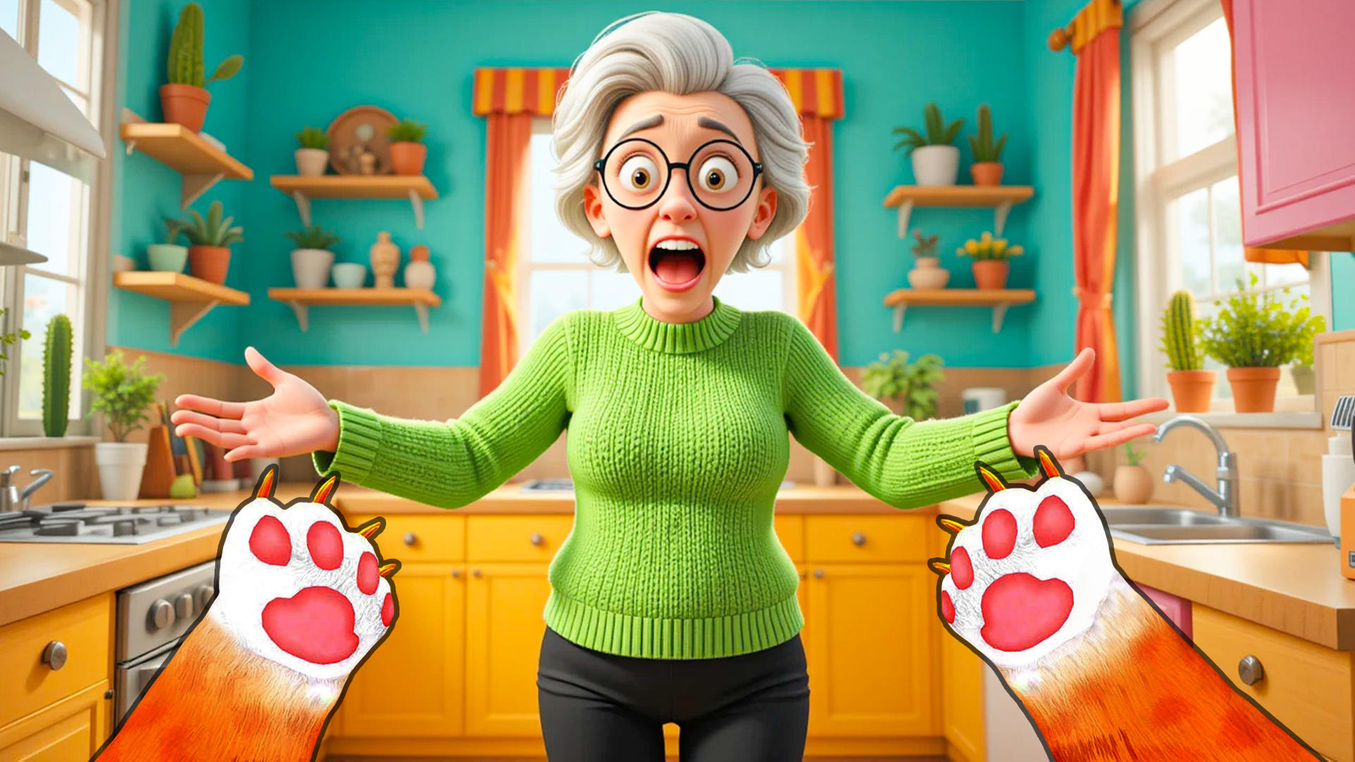 Bad Cat Simulator Cat vs Gran Game Screenshot