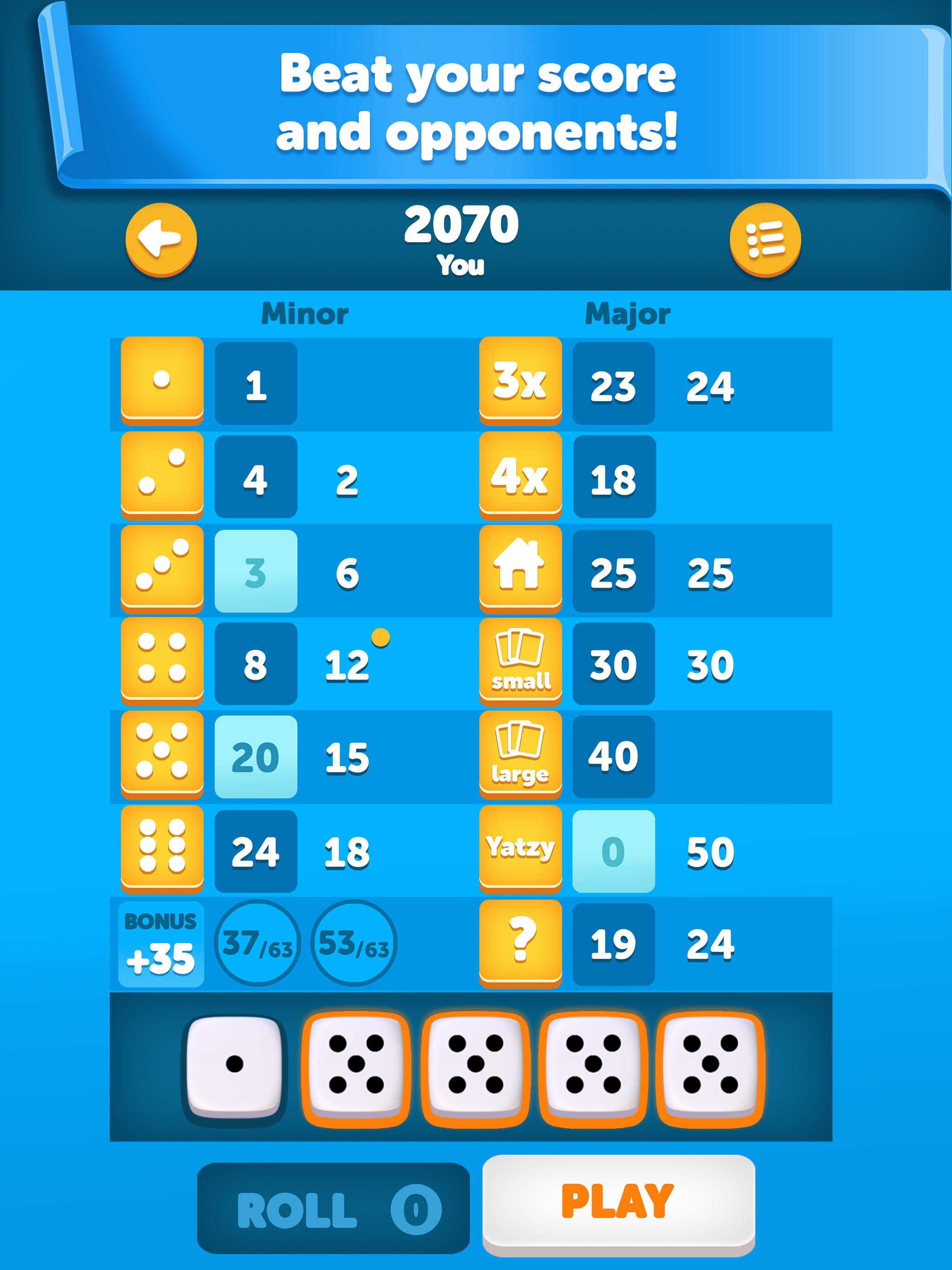 Yatzy Classic Game Screenshot