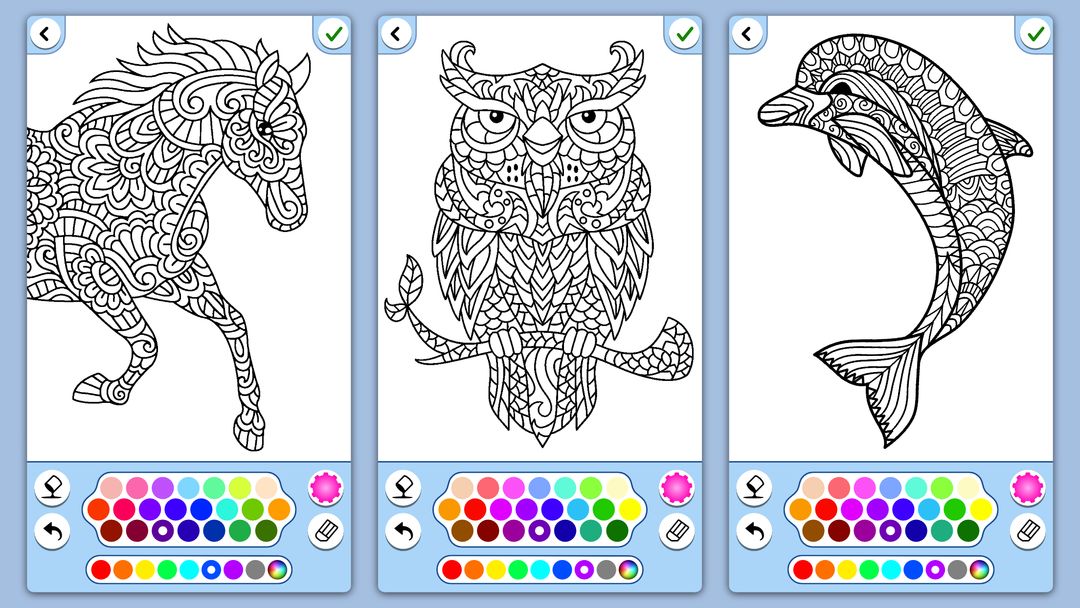 Screenshot of Animal coloring mandala pages