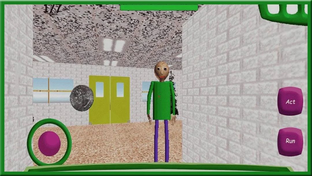 Screenshot of scary super baldi in pyramid world escape game