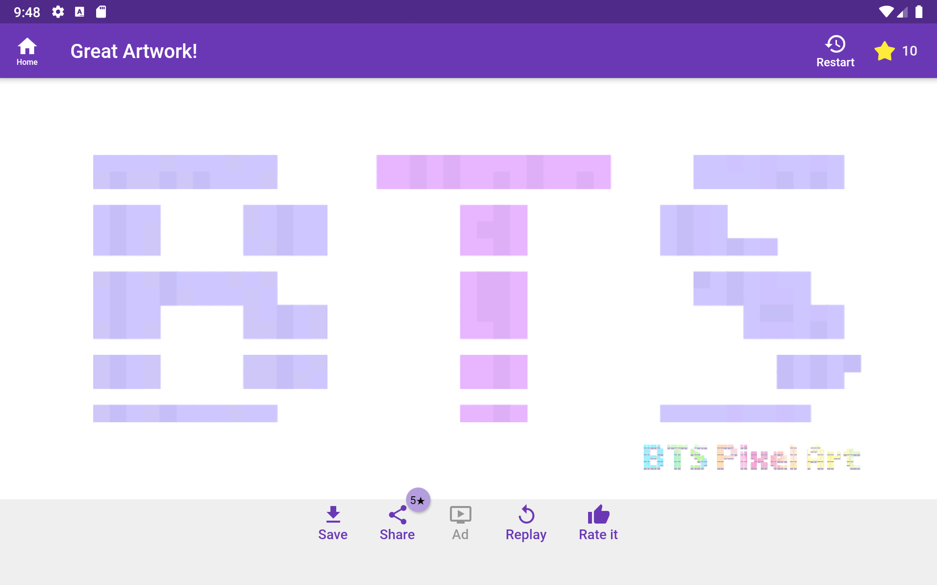 Screenshot of BTS Pixel Art - Color by Number - Free BTS Game