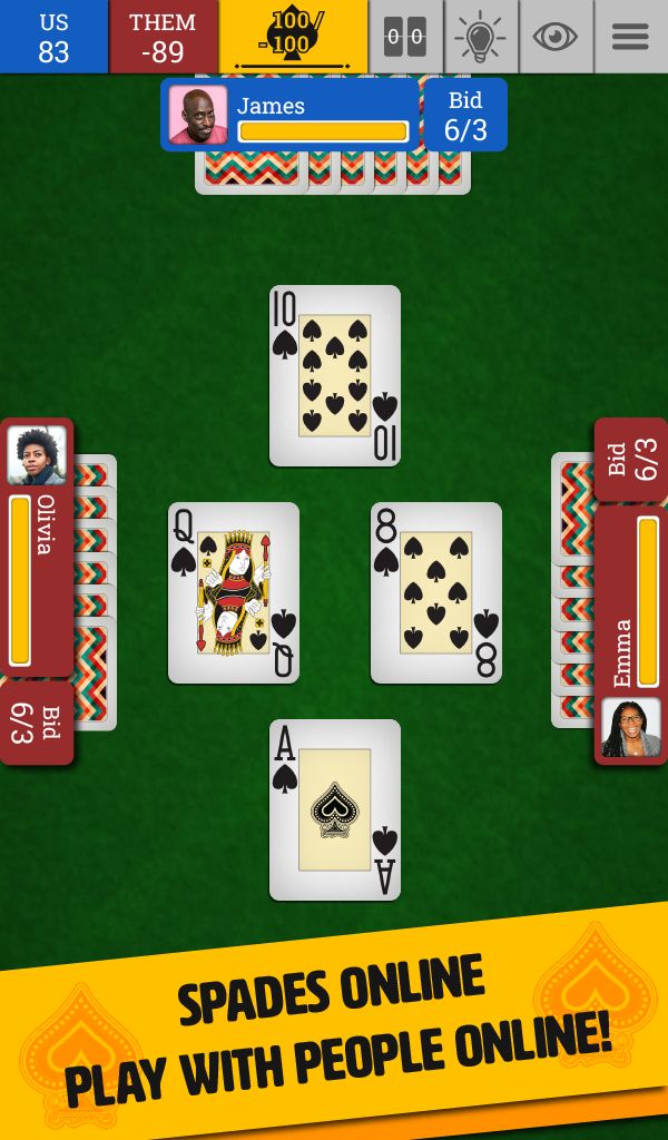 Spades: Free Card Game Classic 게임 스크린 샷