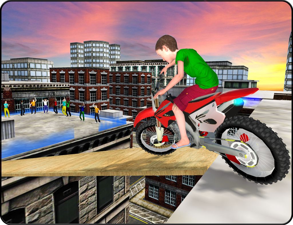 Kids Motorbike Stunts Master Roof Top Arena 2018 게임 스크린 샷