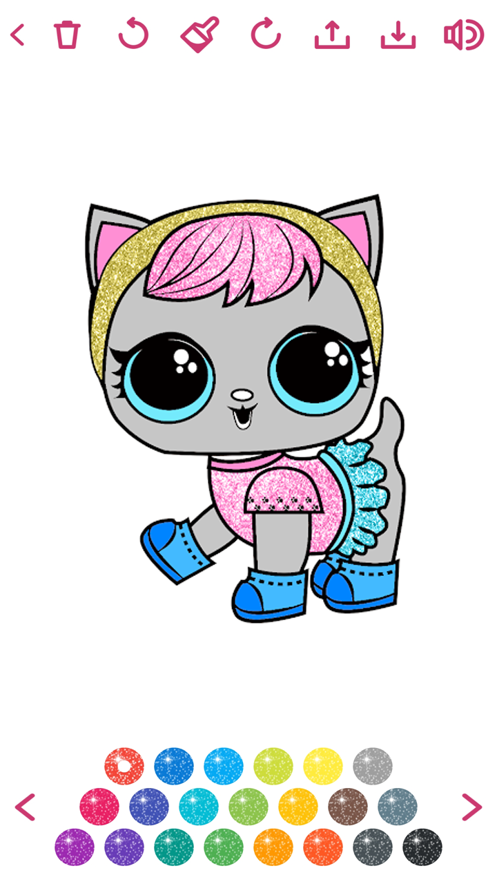 Cute Dolls Gliter Coloring Pages Game Screenshot