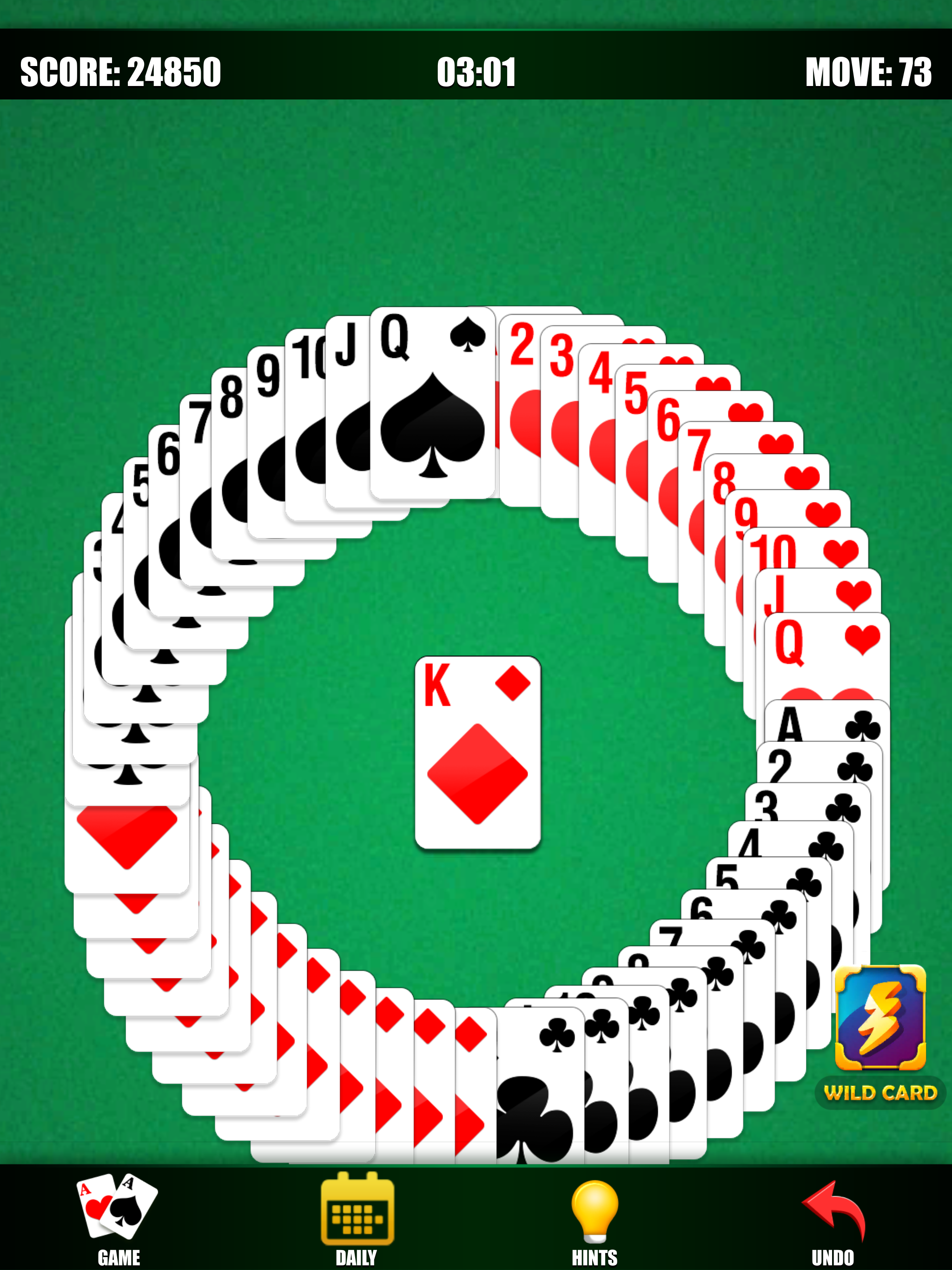 Screenshot of Pyramid Solitaire Daily Cards