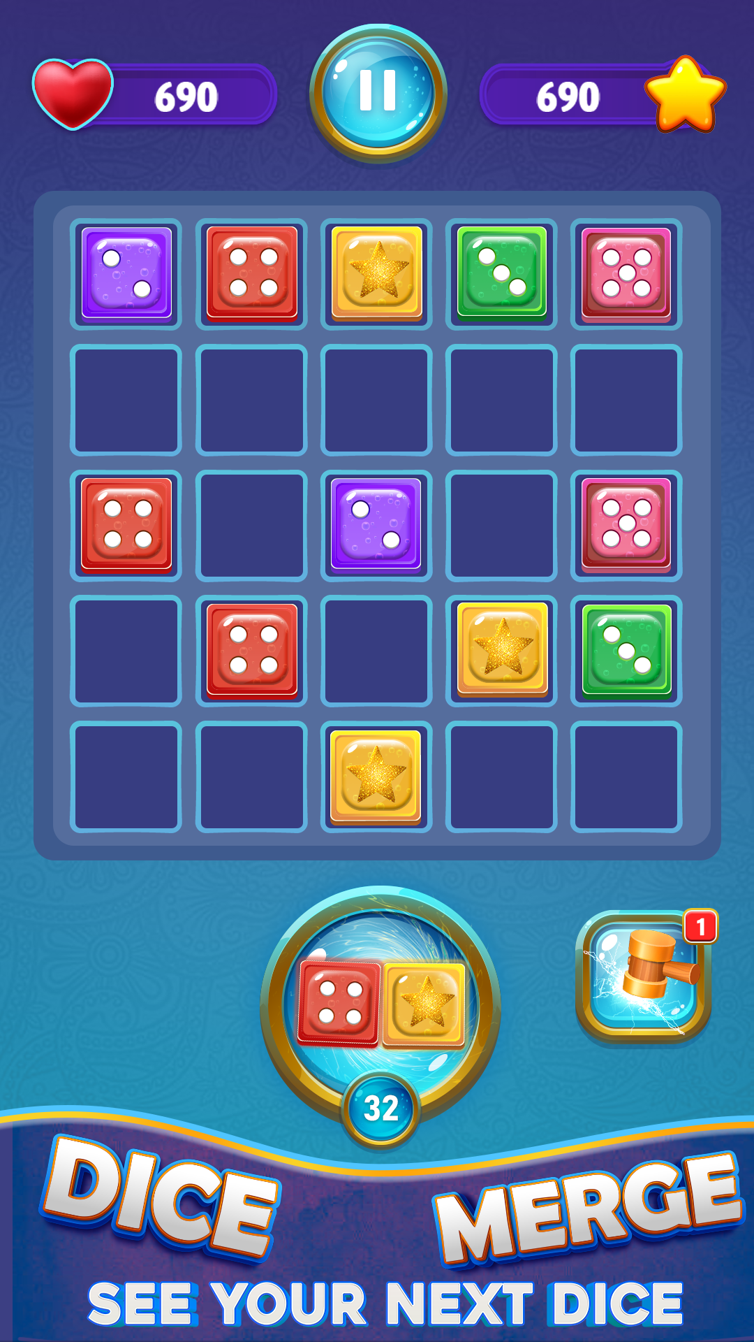 Captura de Tela do Jogo Random Dice Merge Puzzle