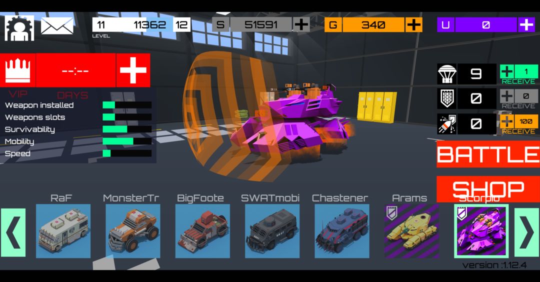 Screenshot of BATTLE CARS: war machines with guns, battlegrounds