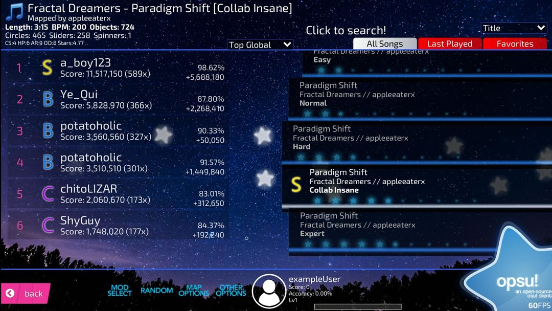 Screenshot of Opsu!(Beatmap player for Android)