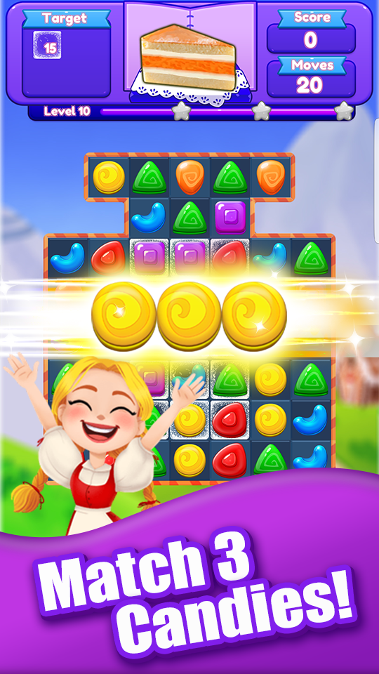 Cuplikan Layar Game Candy Girl - Cute Match 3 Puzzle Game