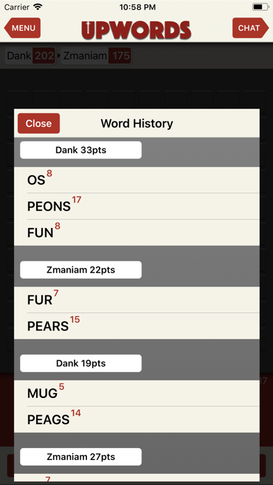 UPWORDS® Game Screenshot