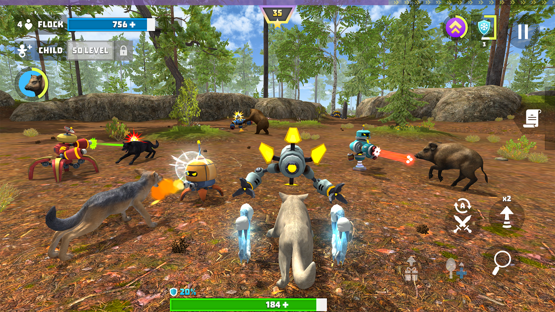 Wolf Hero: Animals vs Robots 게임 스크린 샷
