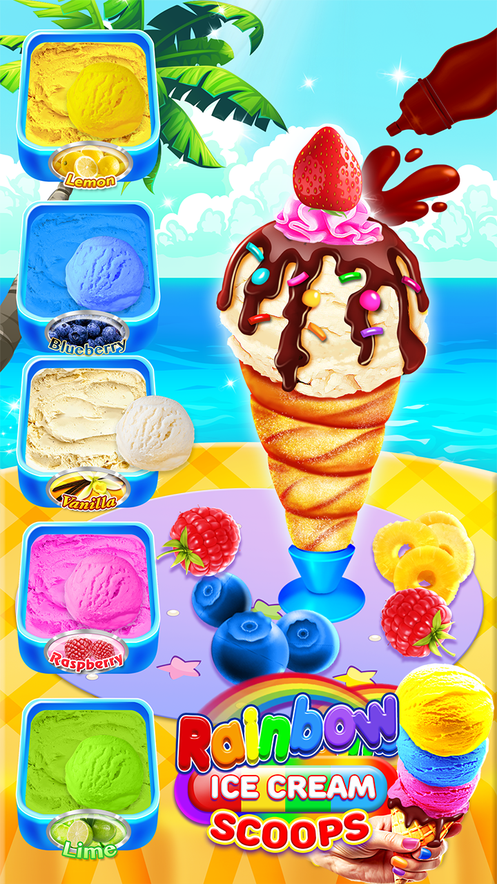 Captura de Tela do Jogo Rainbow Ice Cream Scoops