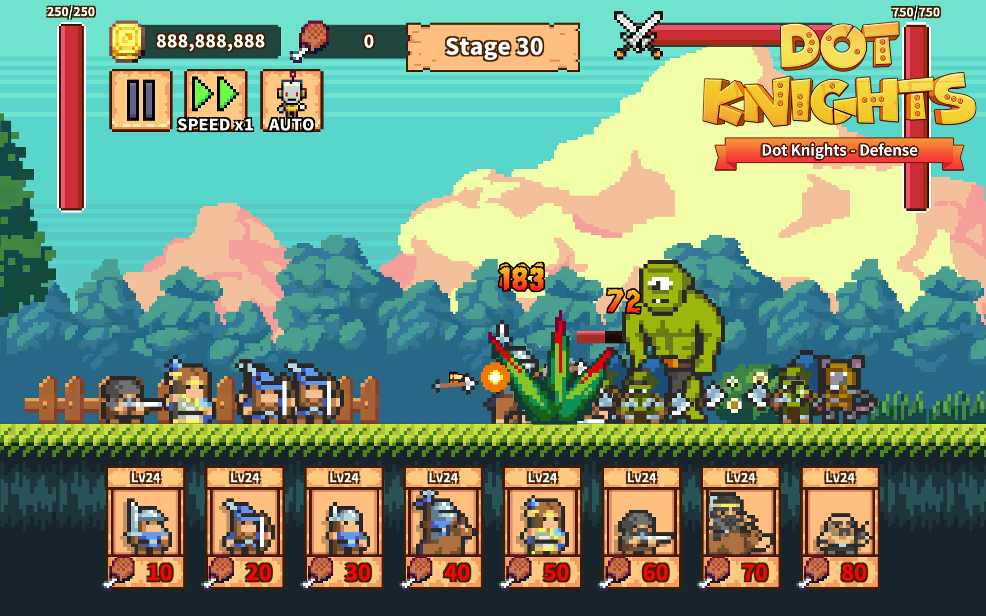 Dot Knights: Pixel Defense War Game Screenshot