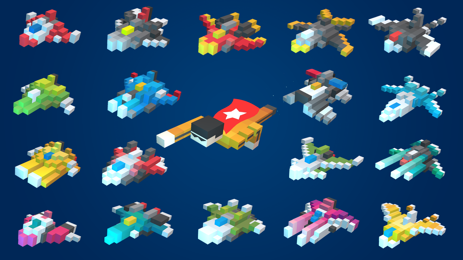 Sky Wings: Pixel Fighter 3D Game Screenshot