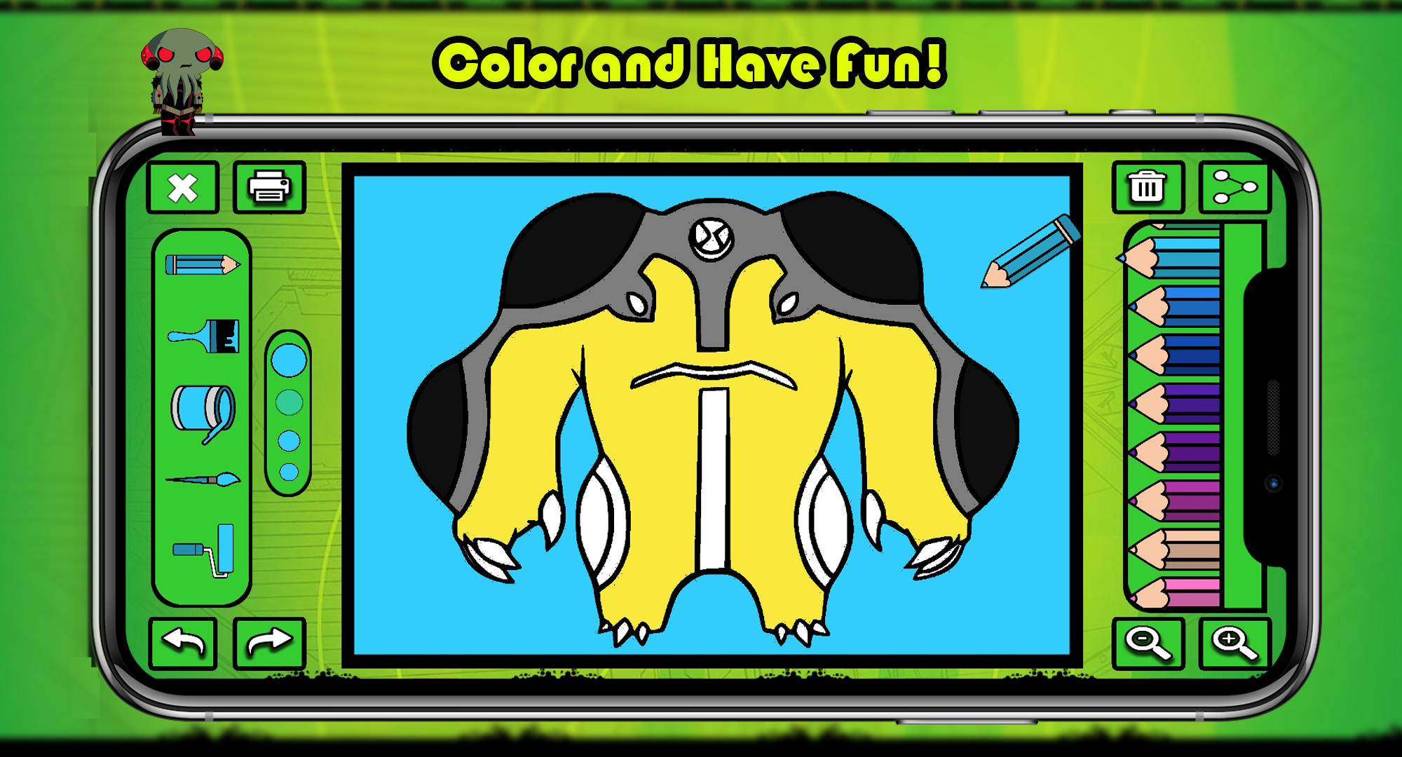 Ben Alien 10 Coloring Game Screenshot