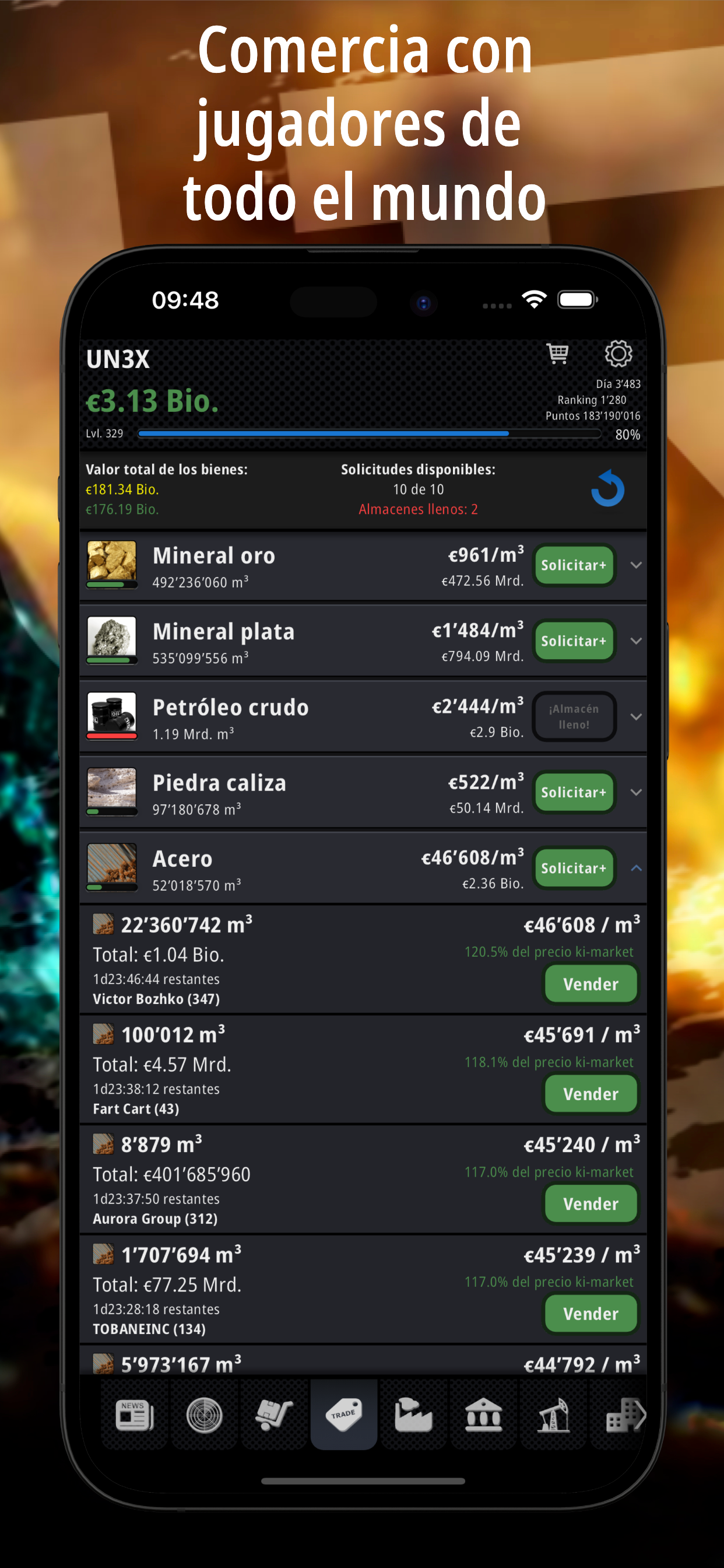 Captura de Pantalla del Juego Resources: Business Tycoon GPS