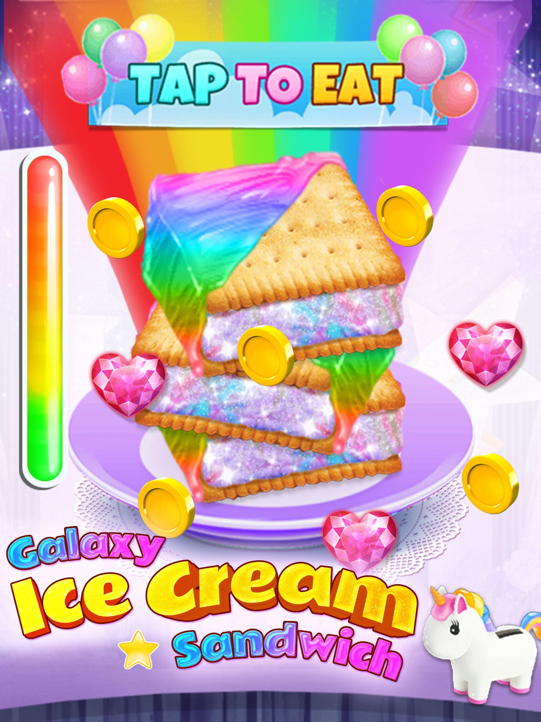 Screenshot 1 of Sándwich de helado de unicornio arcoíris - Juegos de cocina 