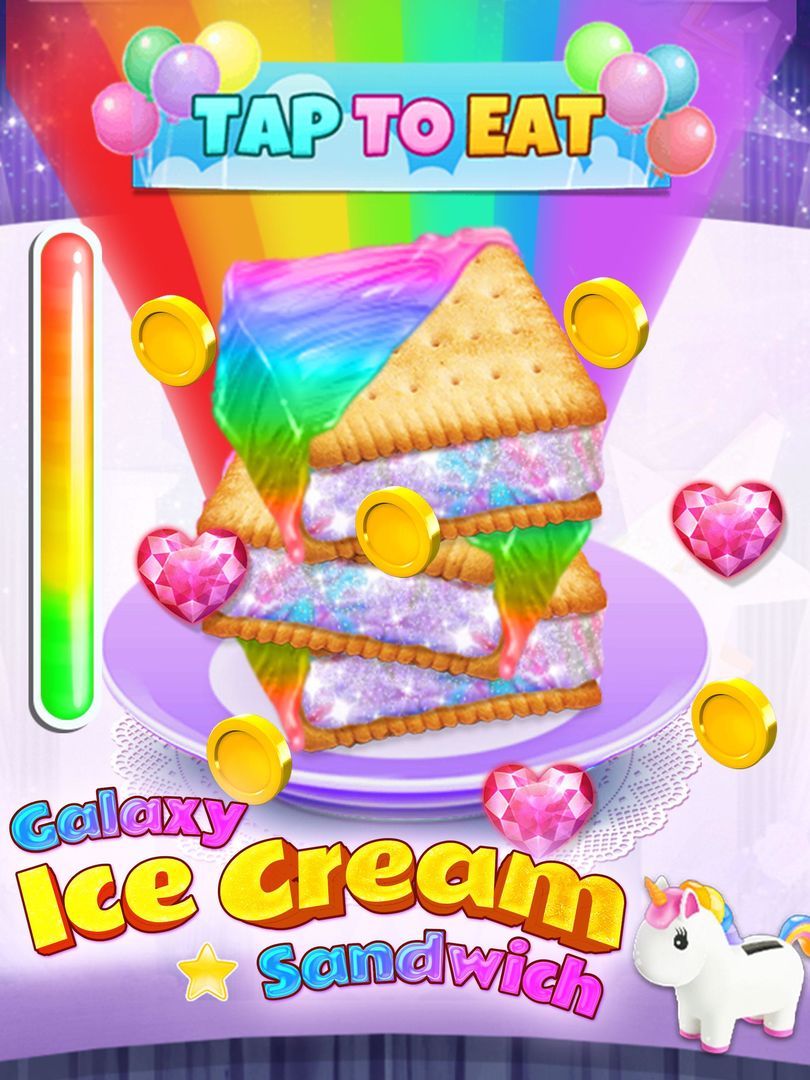 Rainbow Unicorn Ice Cream Sandwich - Cooking Games ภาพหน้าจอเกม